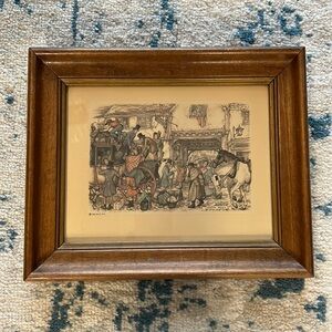 Vintage Framed Anton Pieck Print | Stagecoach | 1966 D.A.C., N.Y.